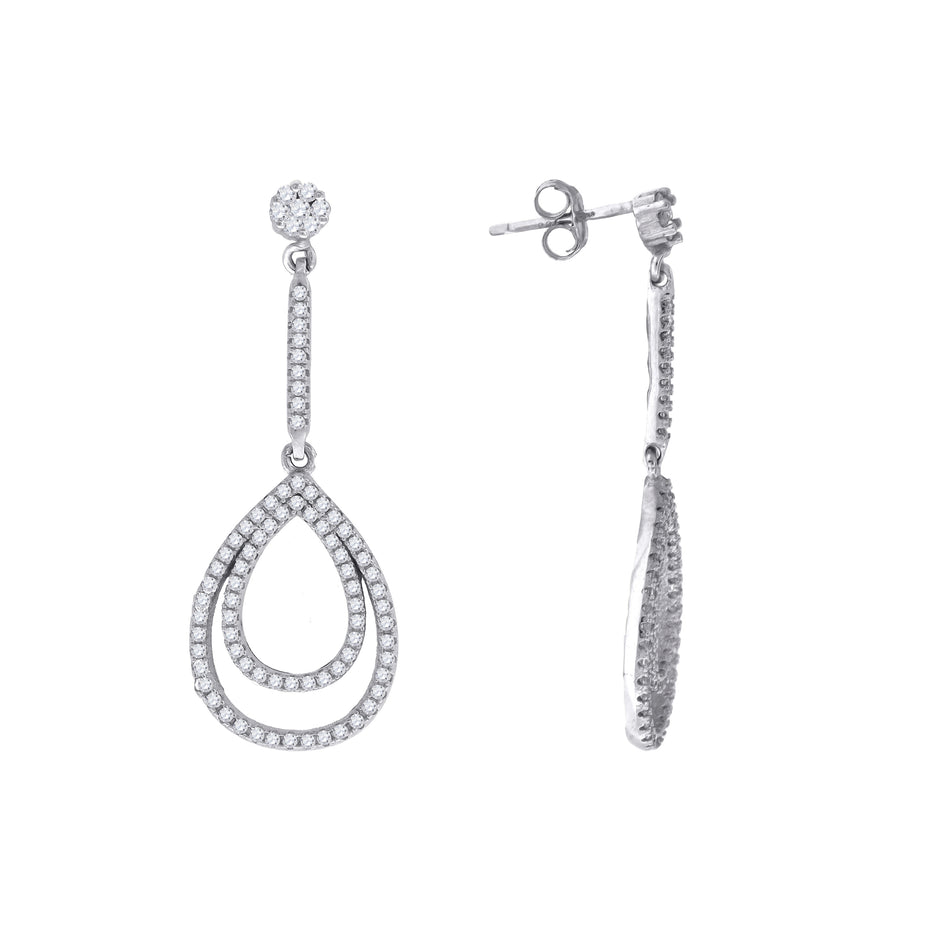 925 Sterling Silver Womens Cubic Zirconia Dangle Earrings