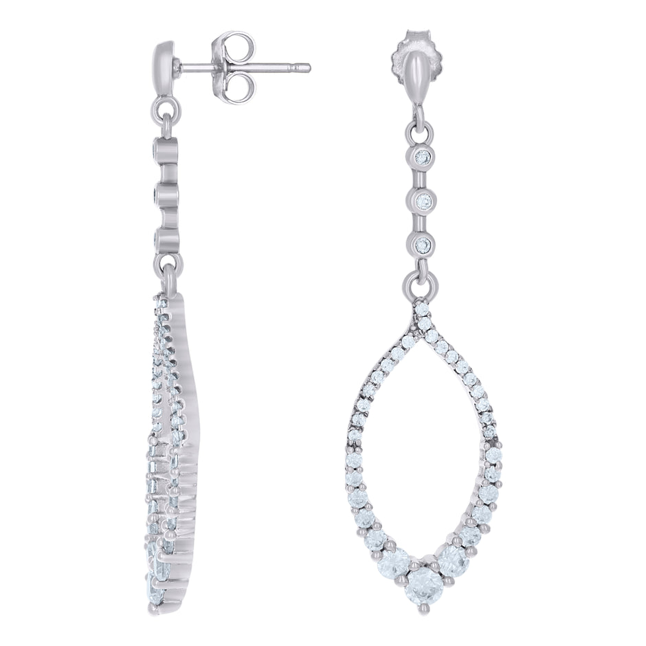 925 Sterling Silver Womens Cubic-Zirconia Fashion Danglers Earrings 