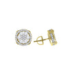 925 Sterling Silver Yellow-Tone Womens Cubic Zirconia Round Stud Earrings