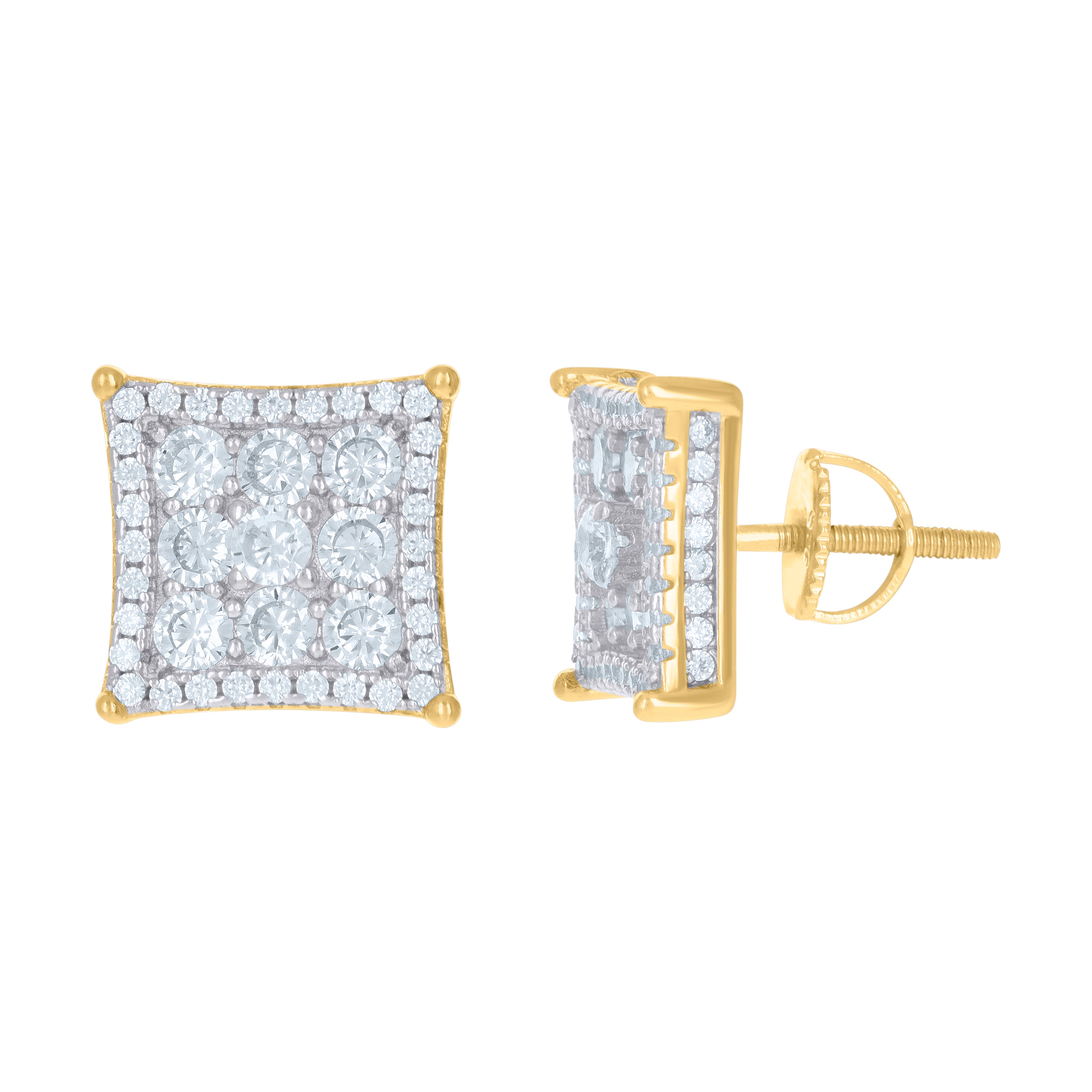 925 Sterling Silver Yellow-Tone Womens Cubic Zirconia Kite Stud Earrings