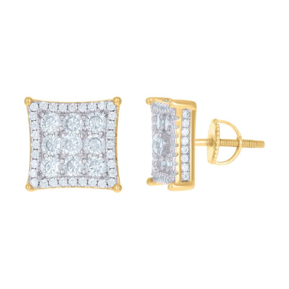 925 Sterling Silver Yellow-Tone Womens Cubic Zirconia Kite Stud Earrings