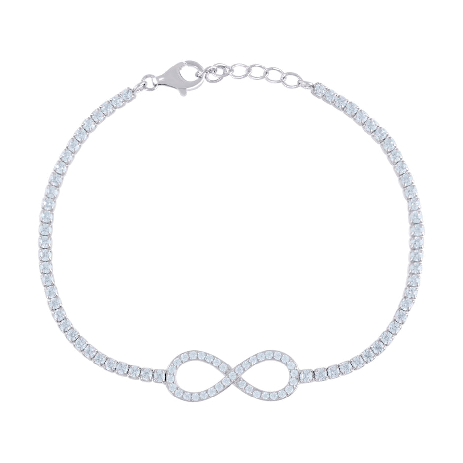 925 Sterling Silver Womens Cubic Zirconia Fancy Infinity Bracelet