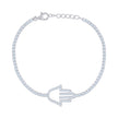 925 Sterling Silver Womens Cubic Zirconia Fancy Humsa Bracelet