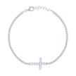 925 Sterling Silver Womens Cubic Zirconia Fancy Cross Bracelet