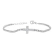 925 Sterling Silver Womens Cubic Zirconia Fancy Cross Bracelet