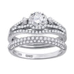 925 Sterling Silver His & Hers Cubic Zirconia Halo Bridal Trio Set Ring Size 6