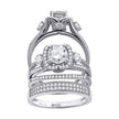 925 Sterling Silver His & Hers Cubic Zirconia Trio Ring Set Size 6
