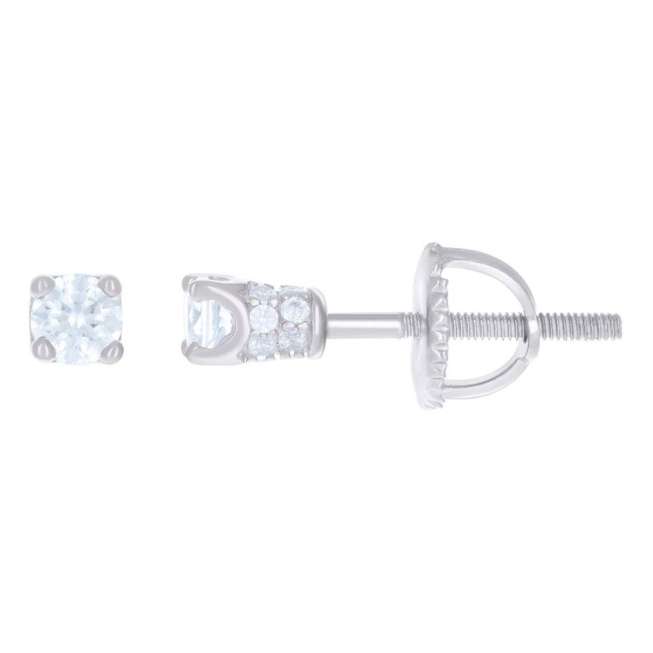 925 Sterling Silver Womens Cubic Zirconia Round Stud Earrings