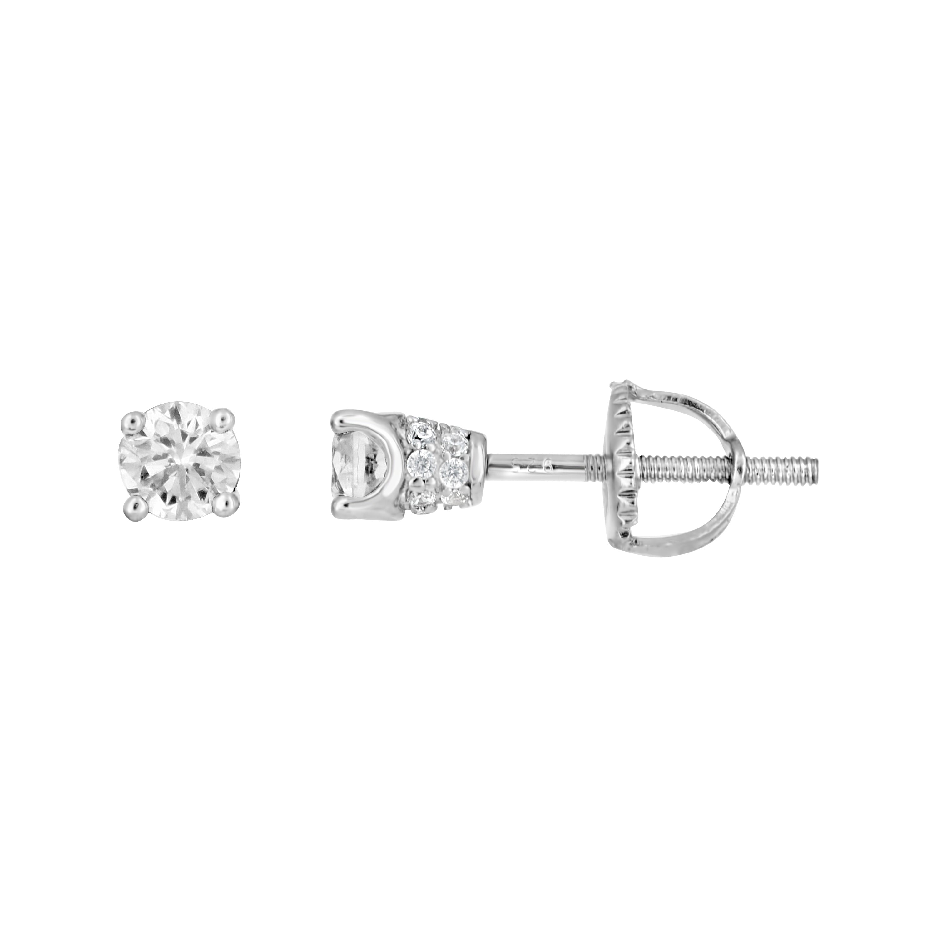 925 Sterling Silver Womens Cubic Zirconia Round Stud Earrings
