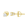 925 Sterling Silver Yellow-Tone Womens Cubic Zirconia Round Stud Earrings