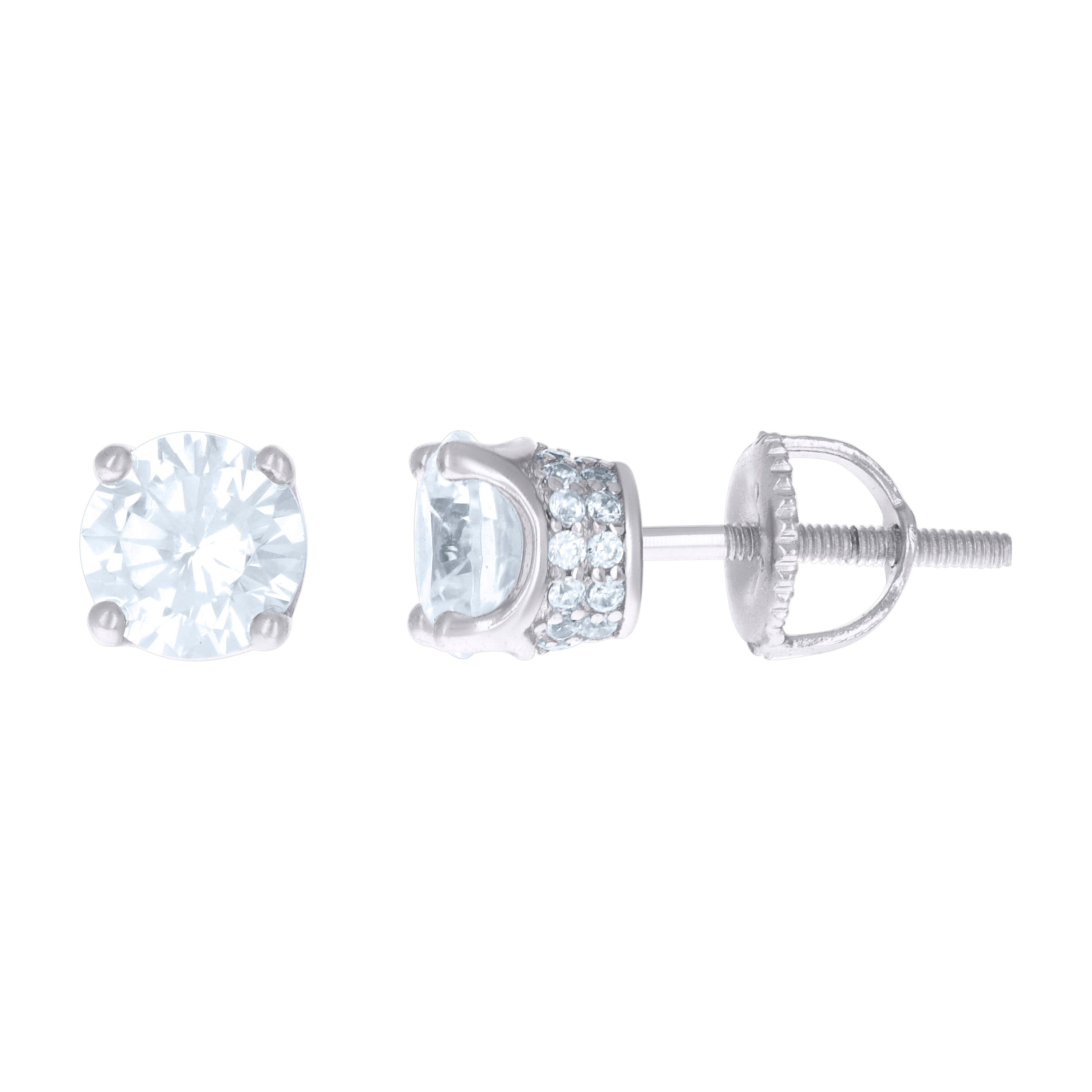 925 Sterling Silver Womens Cubic Zirconia Round Stud Earrings