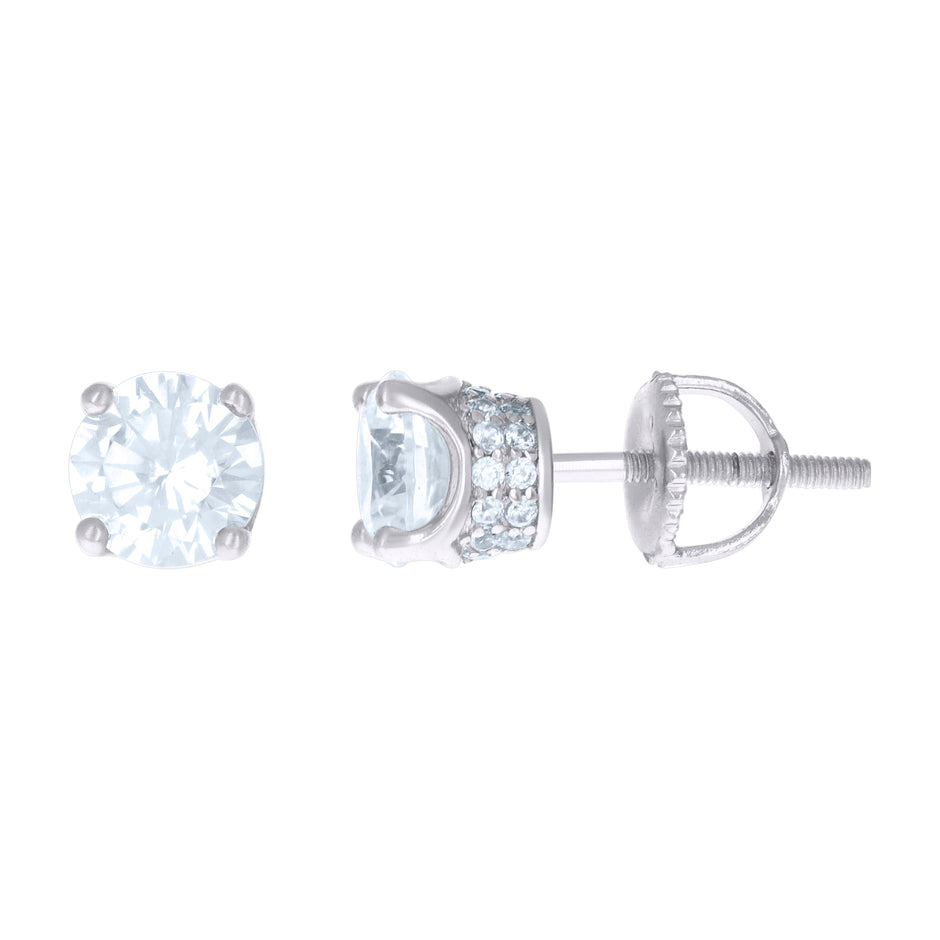 925 Sterling Silver Womens Cubic Zirconia Round Stud Earrings