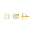 925 Sterling Silver Yellow-Tone Womens Cubic Zirconia Round Stud Earrings