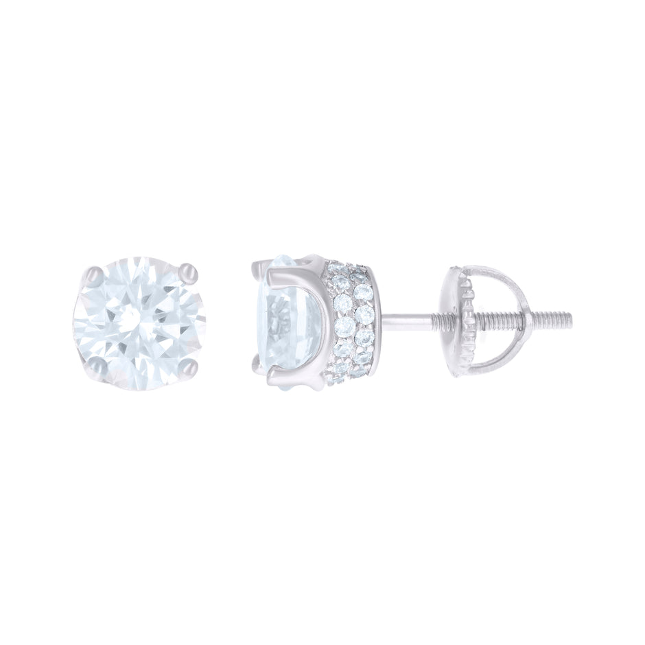 925 Sterling Silver Womens Cubic Zirconia Round Stud Earrings