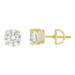 925 Sterling Silver Yellow-Tone Womens Cubic Zirconia Round Stud Earrings