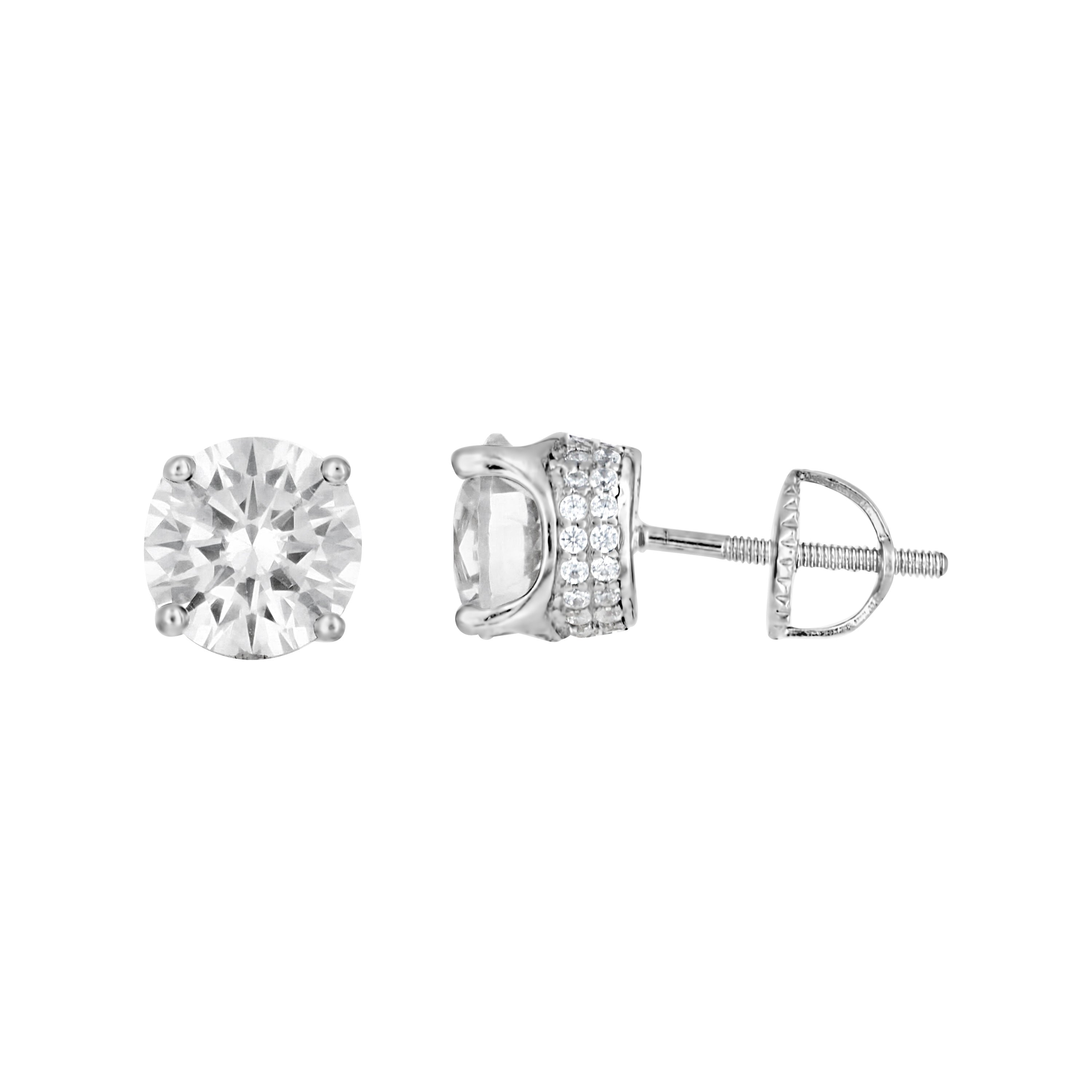 925 Sterling Silver Womens Cubic Zirconia Round Stud Earrings