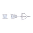 925 Sterling Silver Womens Cubic Zirconia Square Stud Earrings