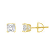 925 Sterling Silver Yellow-Tone Womens Cubic Zirconia Square Stud Earrings