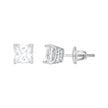 925 Sterling Silver Womens Cubic Zirconia Square Stud Earrings