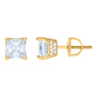 925 Sterling Silver Yellow-Tone Womens Cubic Zirconia Square Stud Earrings