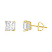 925 Sterling Silver Yellow-Tone Womens Cubic Zirconia Square Stud Earrings