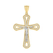10kt Two-tone Gold Mens Cubic-Zirconia Crucifix Cross Religious Charm Pendant