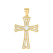 10kt Two-tone Gold Mens Cubic-Zirconia Cross Religious Charm Pendant