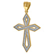 10kt Two-tone Gold Mens Cubic-Zirconia Cross Religious Charm Pendant