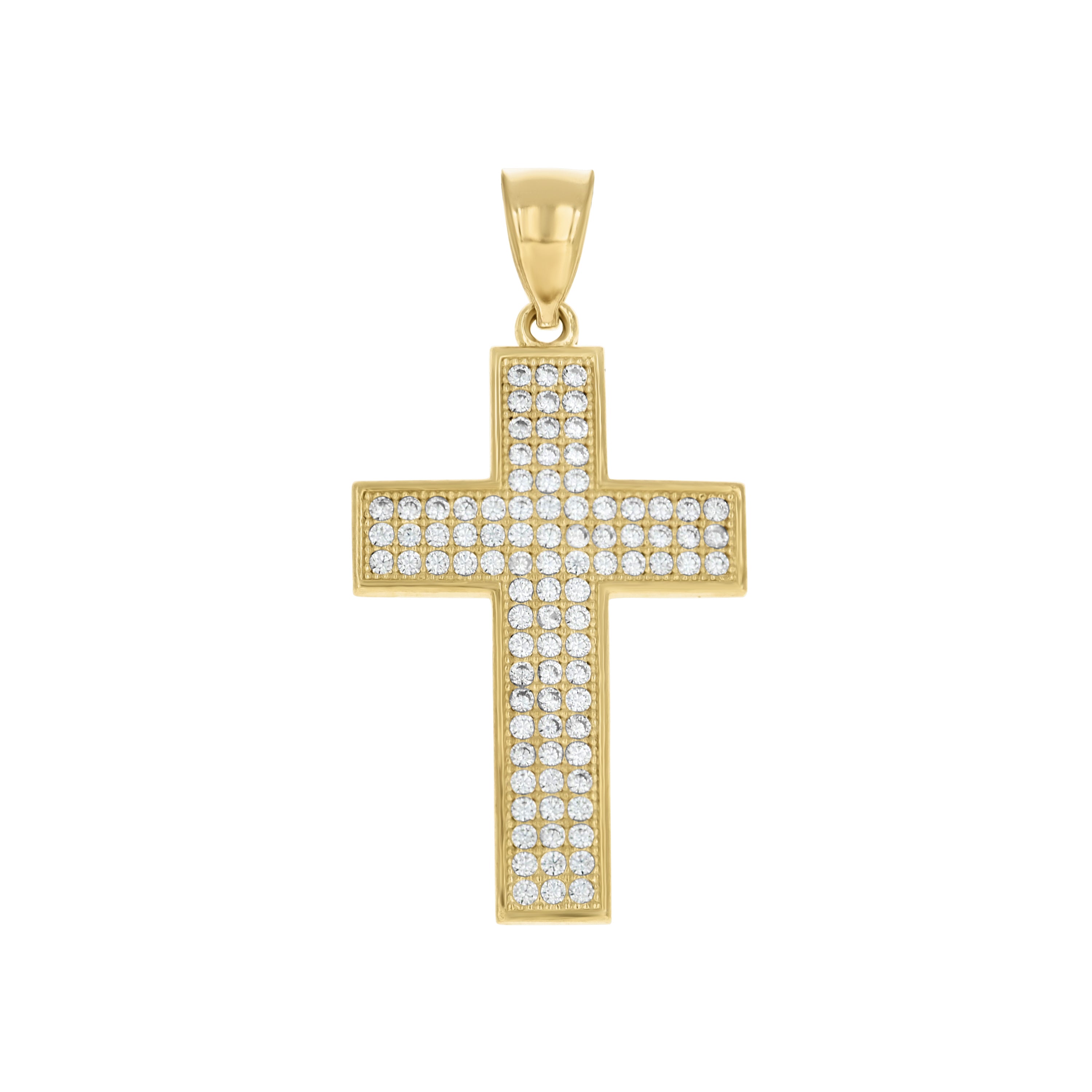 10kt Two-Tone Gold Unisex Cubic Zirconia Cubic-Zirconia Cross Religious Charm Pendant