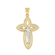 10kt Two-tone Gold Mens Cubic-Zirconia Crucifix Cross Religious Charm Pendant
