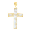 10kt Gold Two-Tone Cubic-Zirconia Mens Cross Religious Charm Pendant