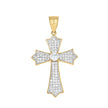 10kt Two-tone Gold Mens Cubic-Zirconia Cross Religious Charm Pendant