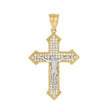 10kt Gold Two-Tone Cubic-Zirconia Mens Cross Crucifix Religious Charm Pendant
