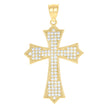10kt Gold Two-Tone Cubic-Zirconia Mens Cross Religious Charm Pendant