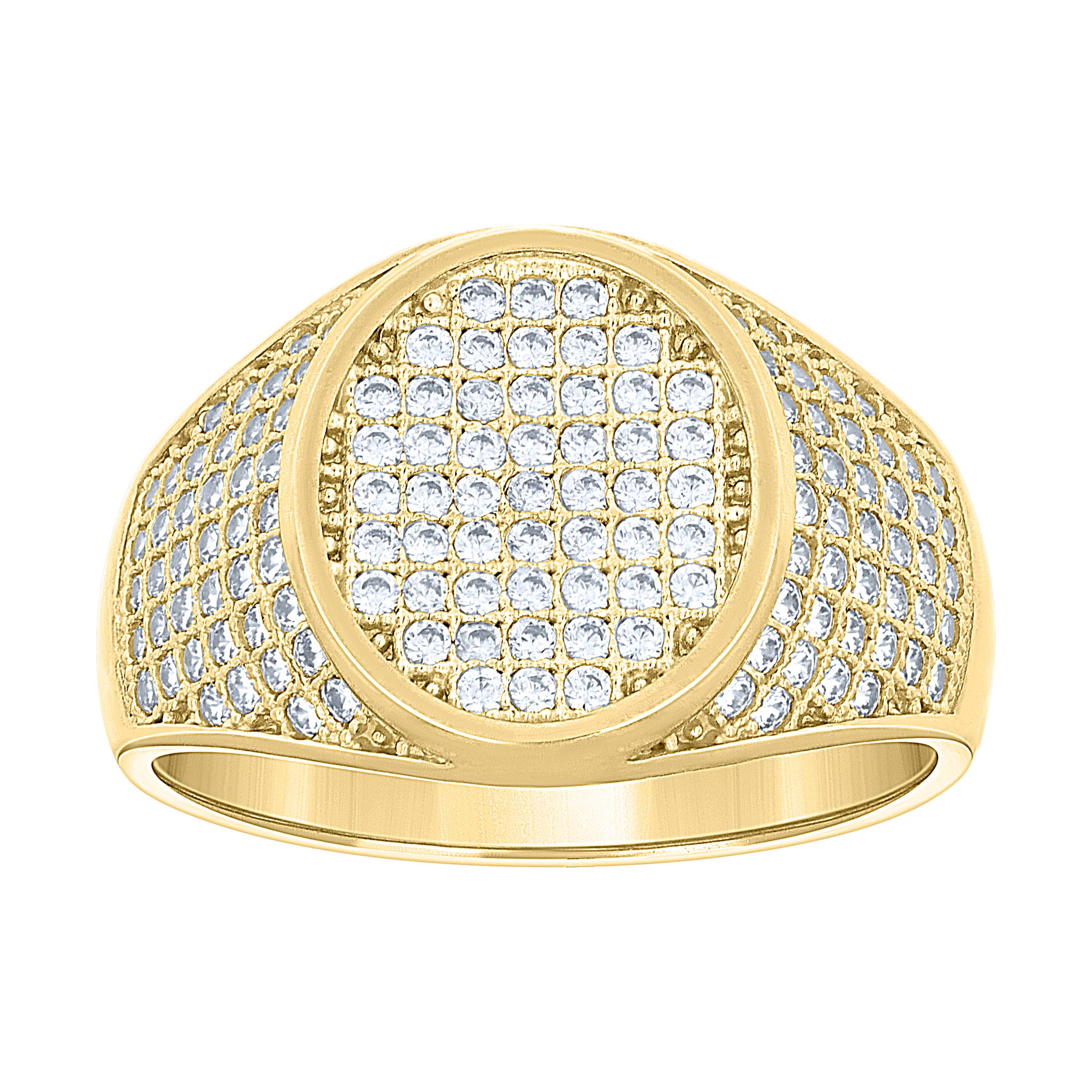 10kt Two-Tone Gold Mens Cubic Zirconia Oval Engagement Ring