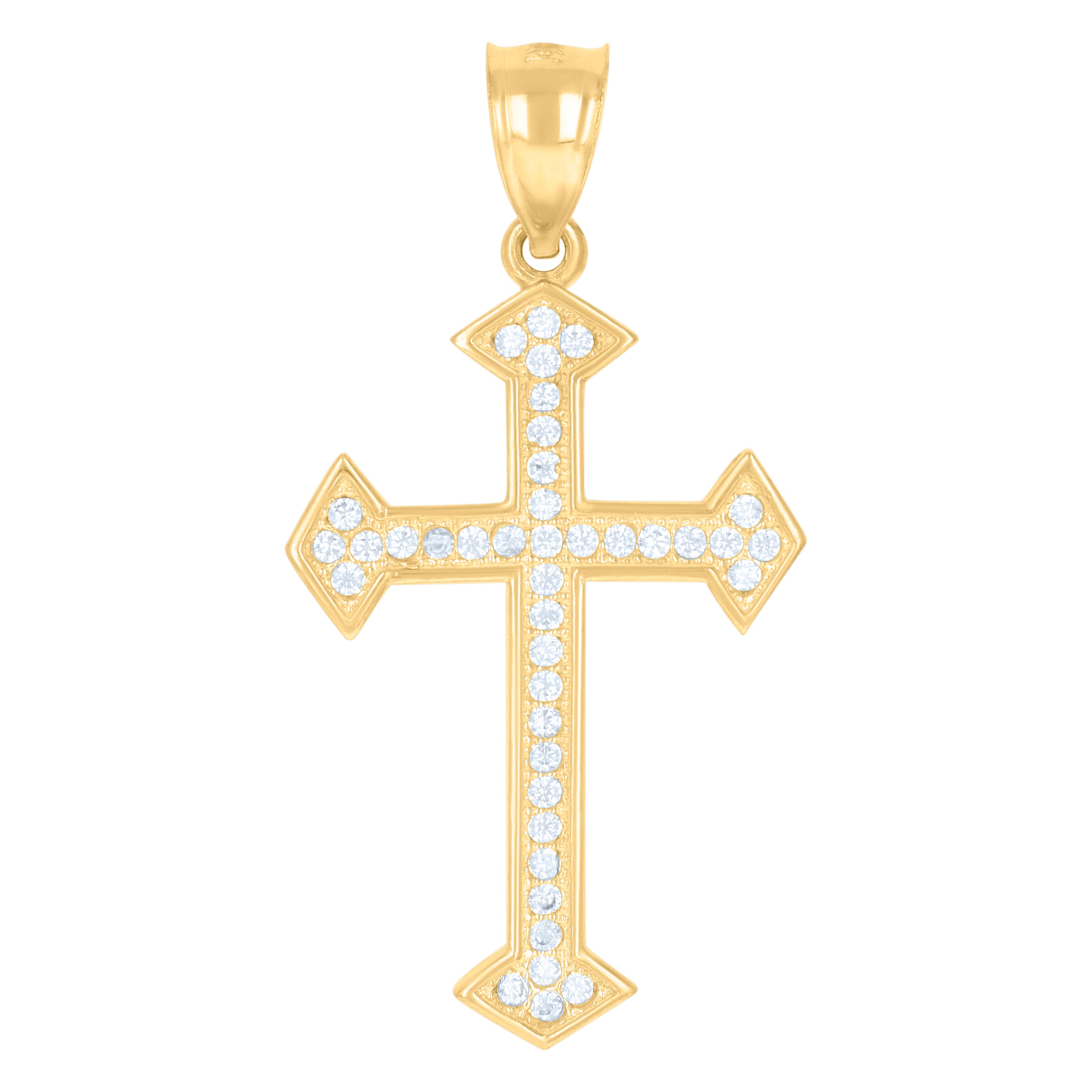 10kt Gold Two-Tone Cubic-Zirconia Mens Cross Religious Charm Pendant