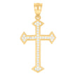 10kt Gold Two-Tone Cubic-Zirconia Mens Cross Religious Charm Pendant