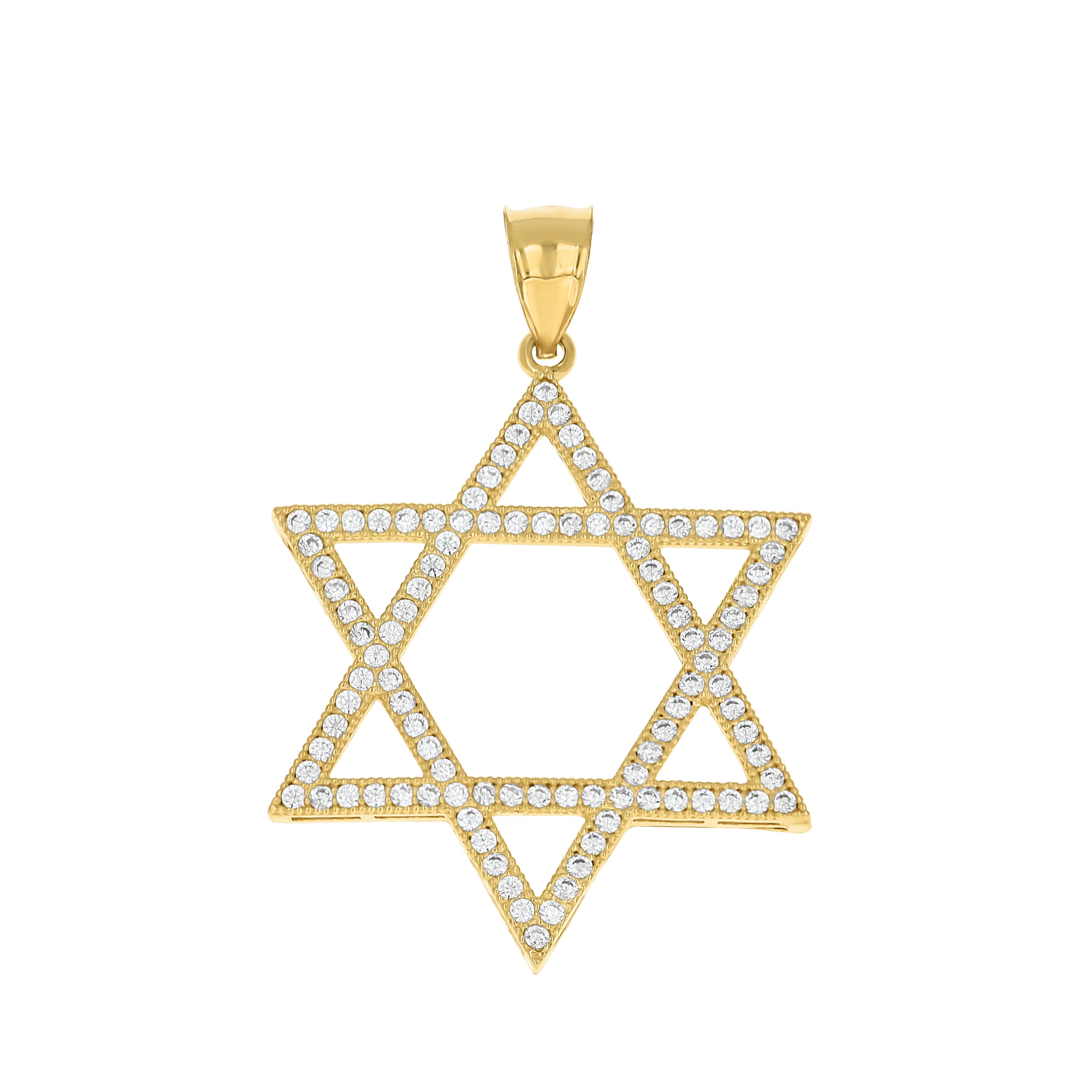 10kt Two-Tone Gold Mens Cubic Zirconia Cubic-Zirconia Star Of David Charm Pendant