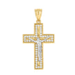 10kt Two-tone Gold Mens Cubic-Zirconia Crucifix Cross Religious Charm Pendant
