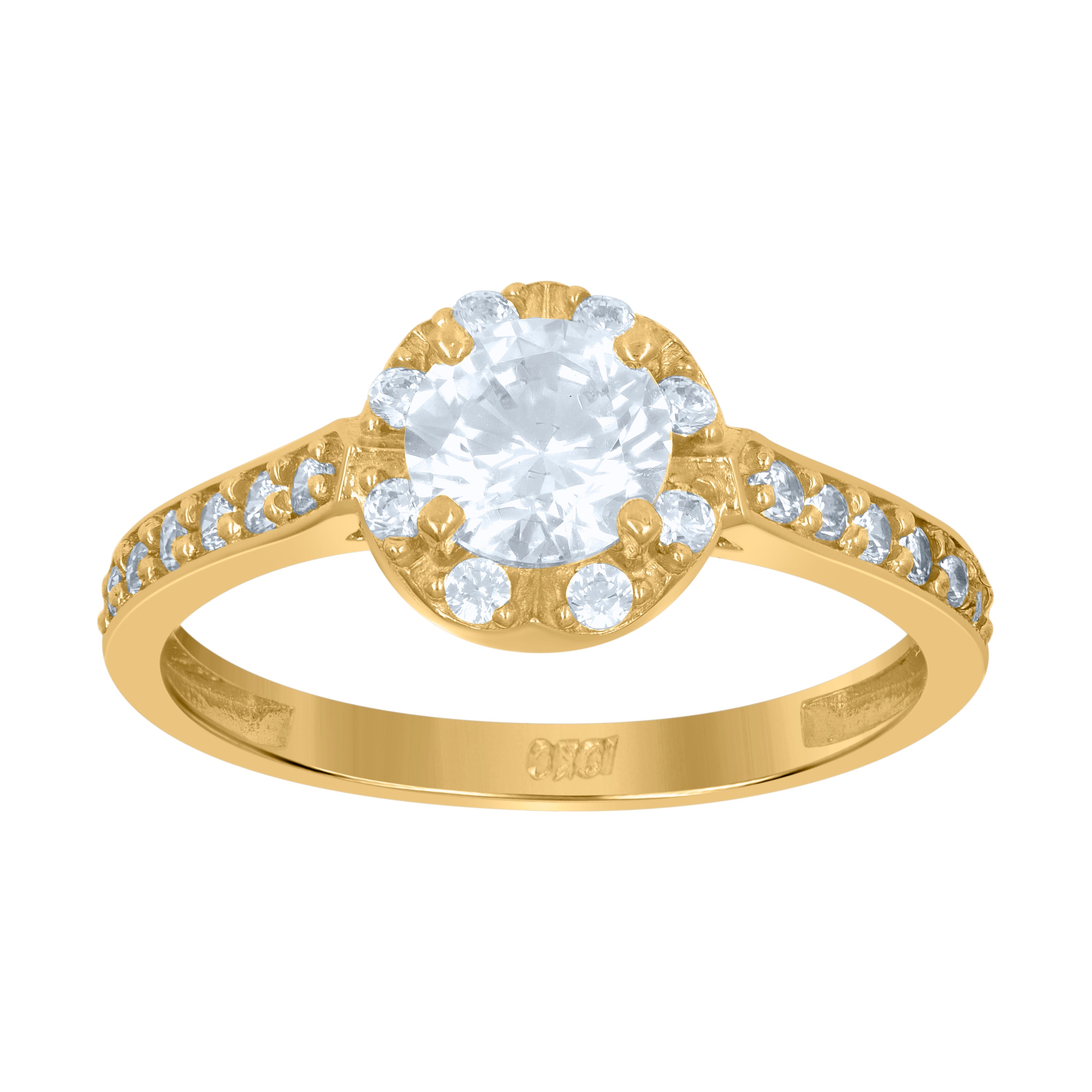 10kt Two-Tone Gold Womens Cubic Zirconia Dc Halo Engagement Ring