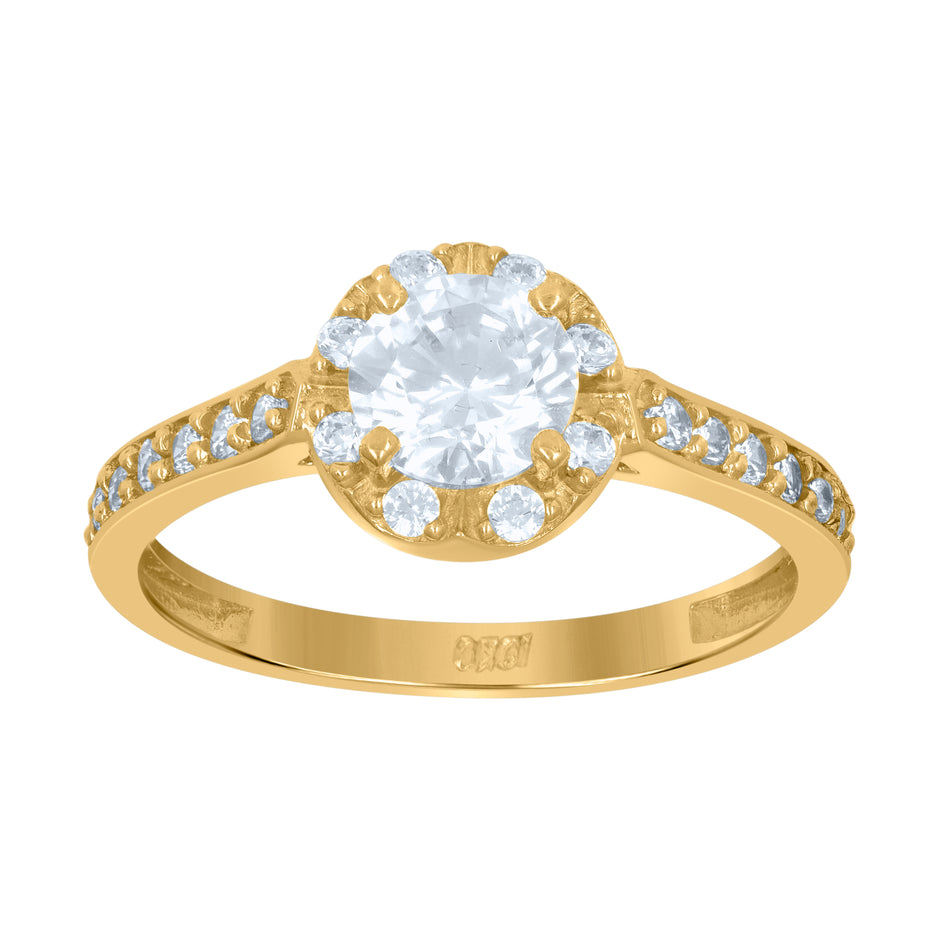 10kt Two-Tone Gold Womens Cubic Zirconia Dc Halo Engagement Ring