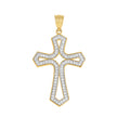 10kt Two-tone Gold Mens Cubic-Zirconia Cross Religious Charm Pendant