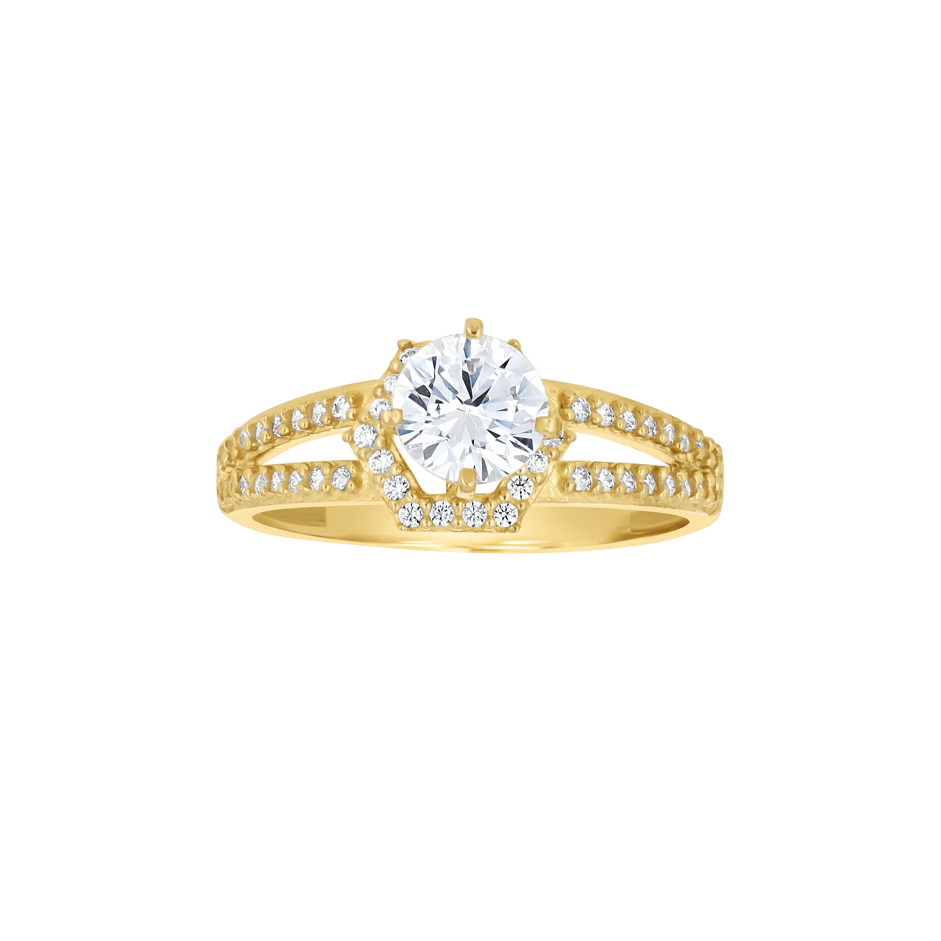 10kt Two-Tone Gold Womens Round Cubic Zirconia Engagement Ring