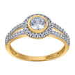 10kt Two-Tone Gold Womens Cubic Zirconia Round Halo Engagement Ring