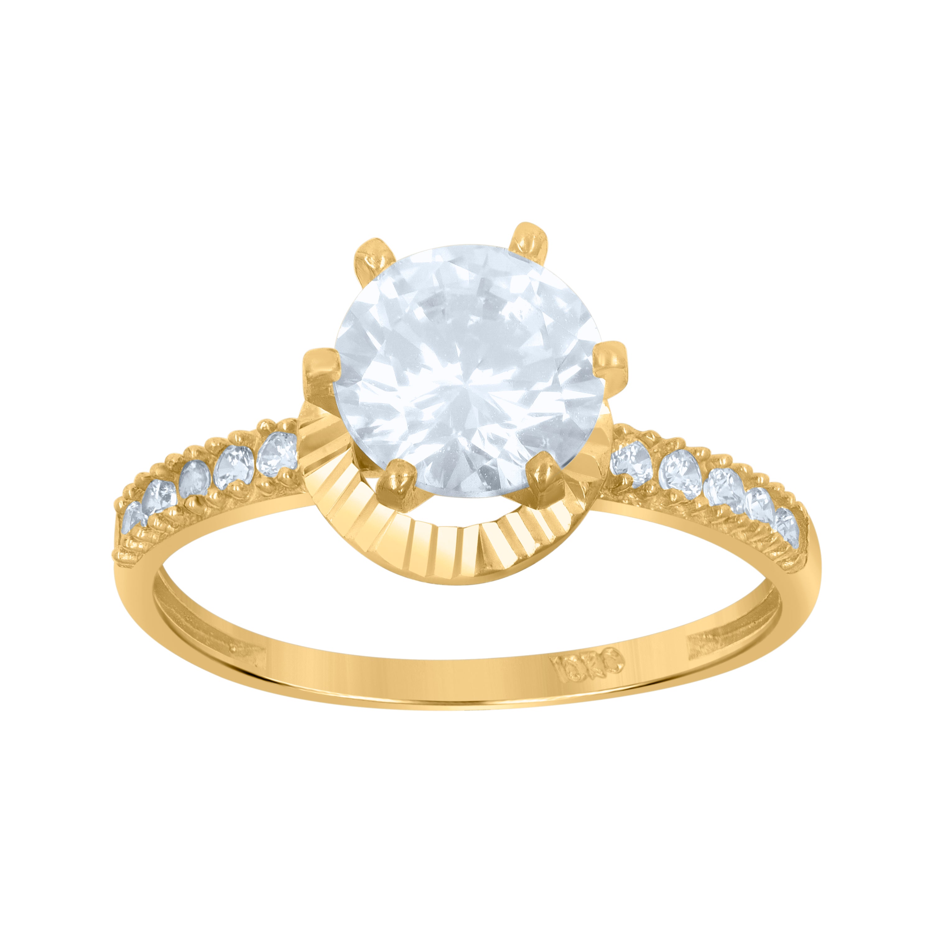 10kt Two-Tone Gold Womens Cubic Zirconia Dc Engagement Ring