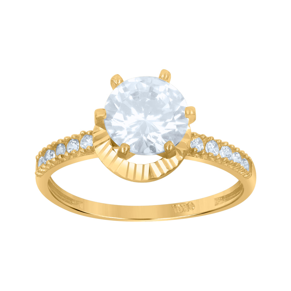 10kt Two-Tone Gold Womens Cubic Zirconia Dc Engagement Ring