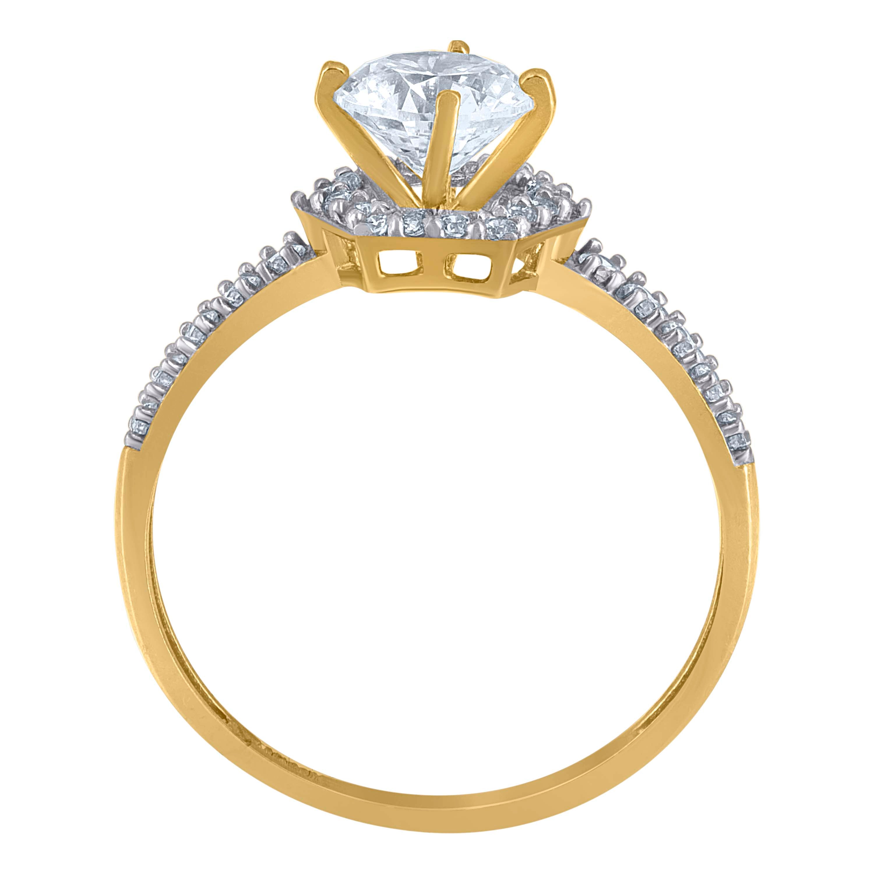 10kt Two-Tone Gold Womens Cubic Zirconia Engagement Ring