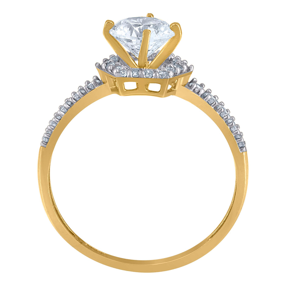10kt Two-Tone Gold Womens Cubic Zirconia Engagement Ring