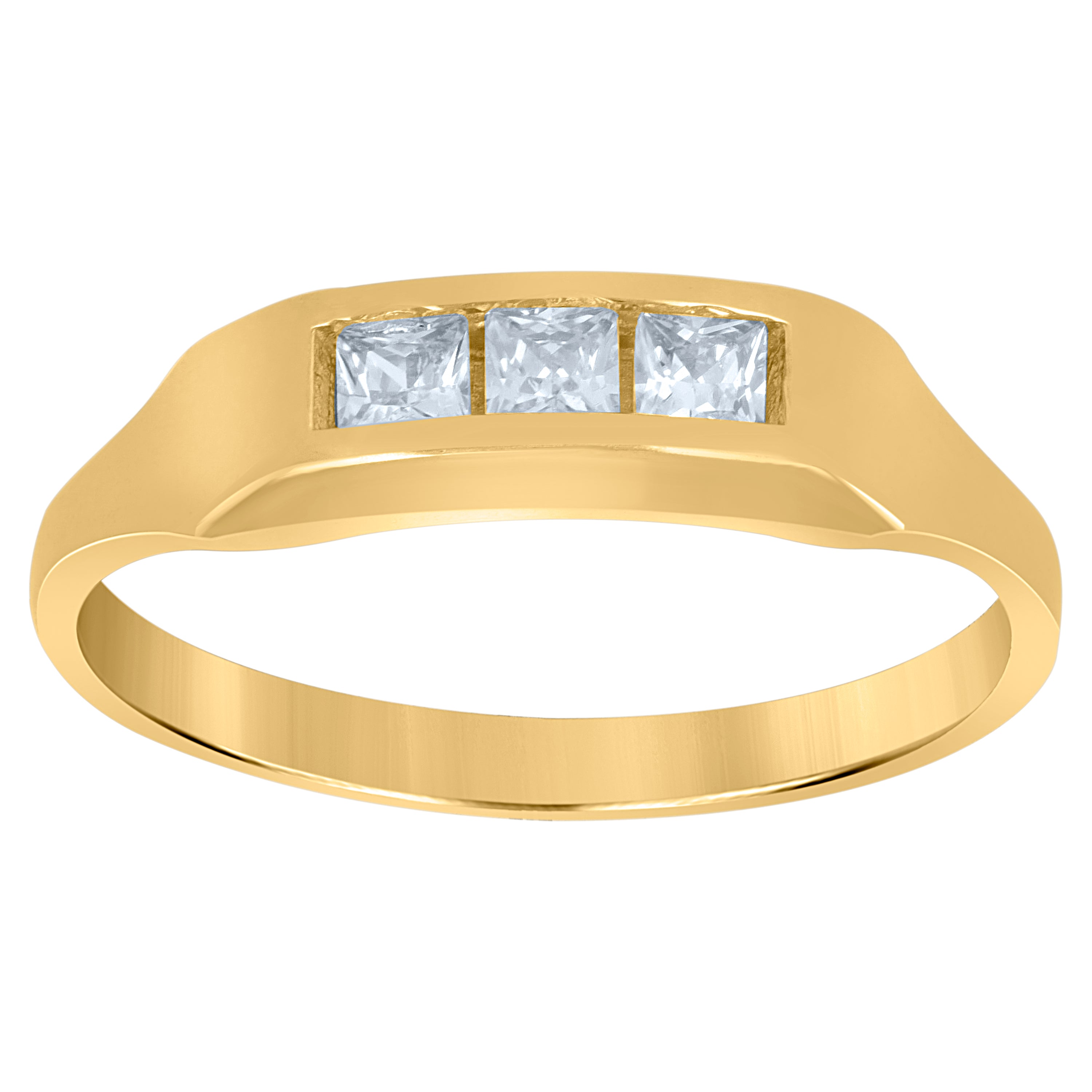 10kt Yellow Gold Childs Princess Cut Cubic Zirconia CZ Baby Band Ring