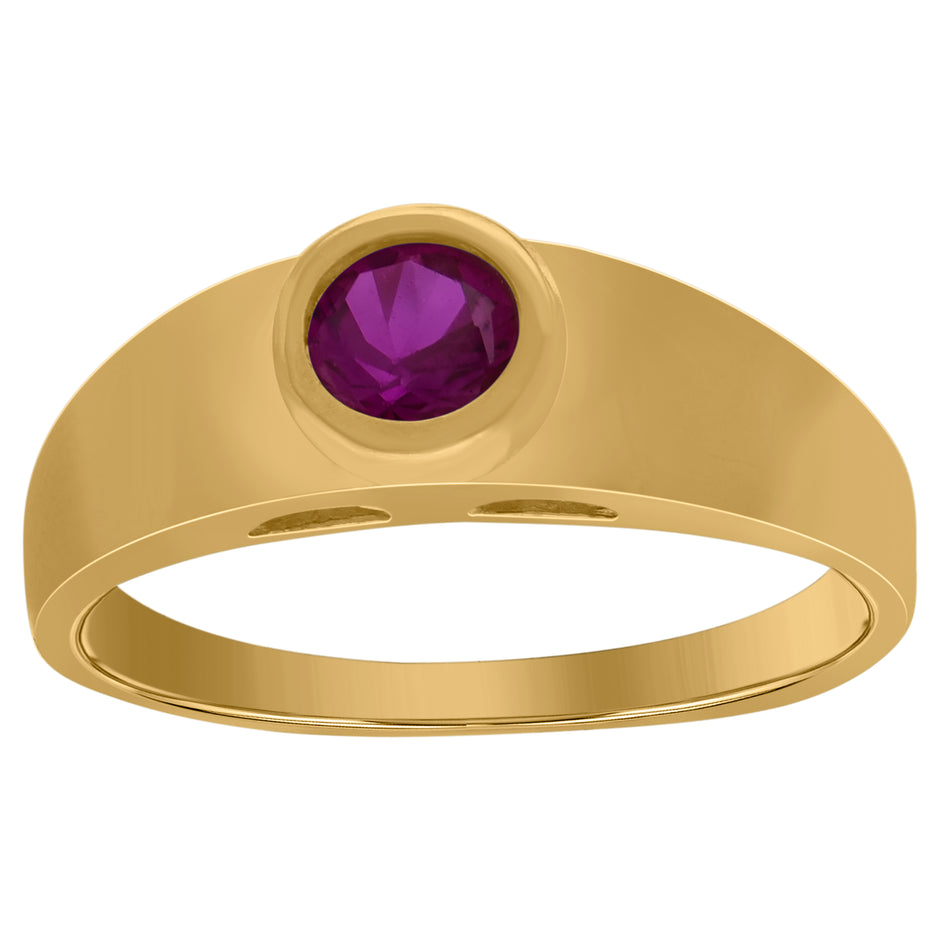 10kt Yellow Gold Baby Round Purple Cubic Zirconia Birth Stone Ring
